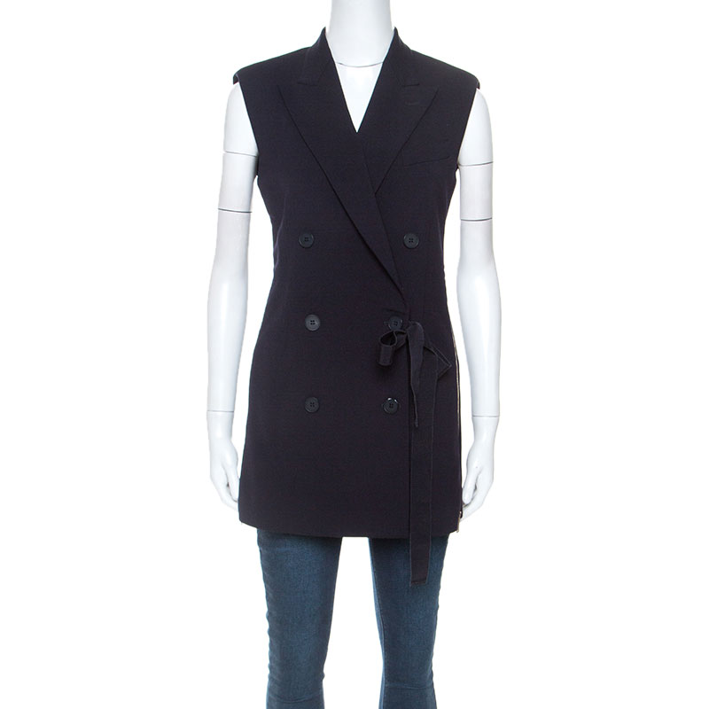 Pre-owned Stella Mccartney Navy Blue Wool Double Breasted Vest S