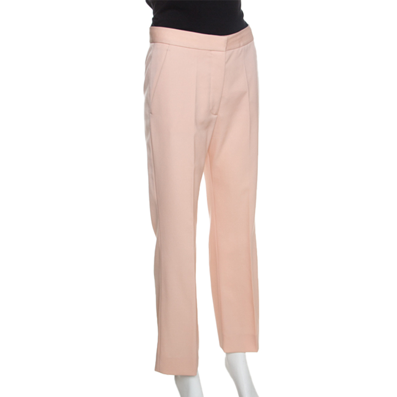 

Stella McCartney Blush Pink Silk Twill Wide Leg Eden Trousers