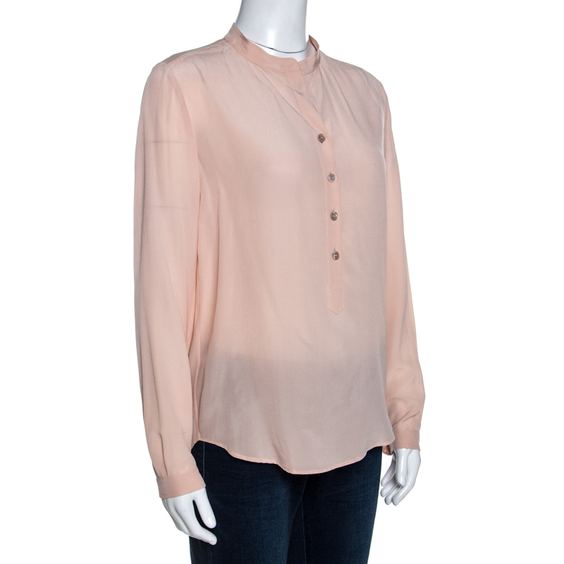 

Stella McCartney Blush Pink Silk Long Sleeve Blouse