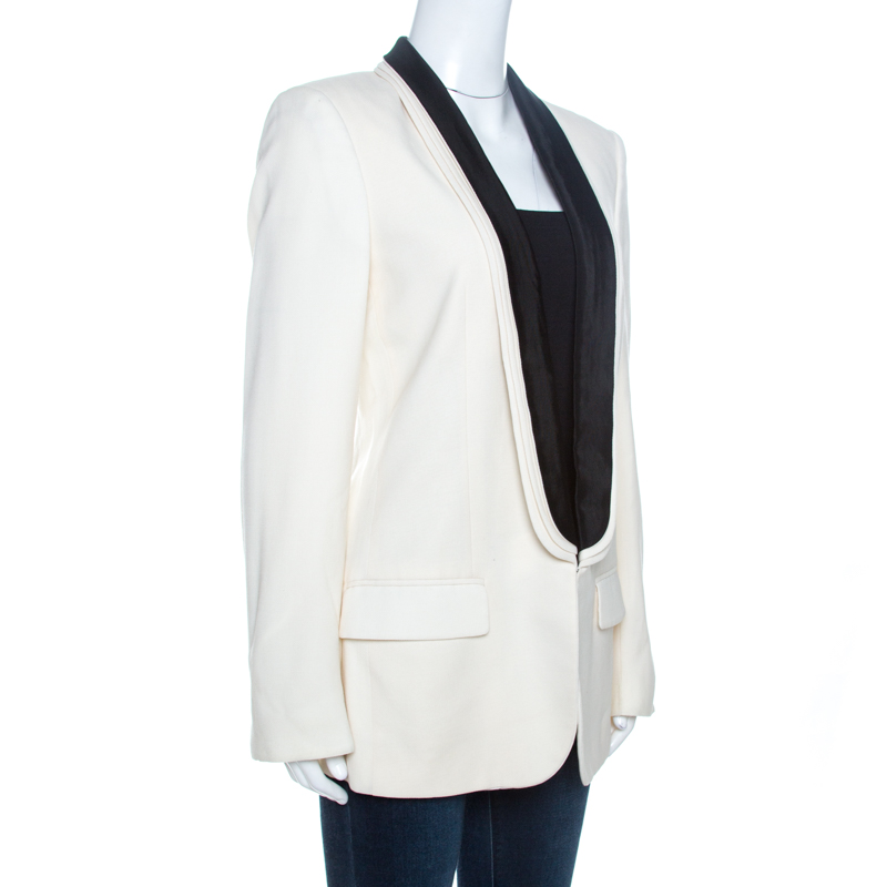 

Stella McCartney Ivory Wool Contrast Lapel Detail Tuxedo Jacket, White