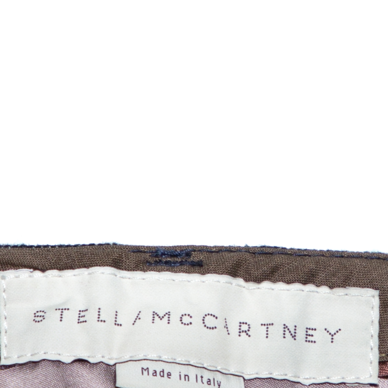Pre-owned Stella Mccartney Navy Blue Denim Plaid Trim Jeans S