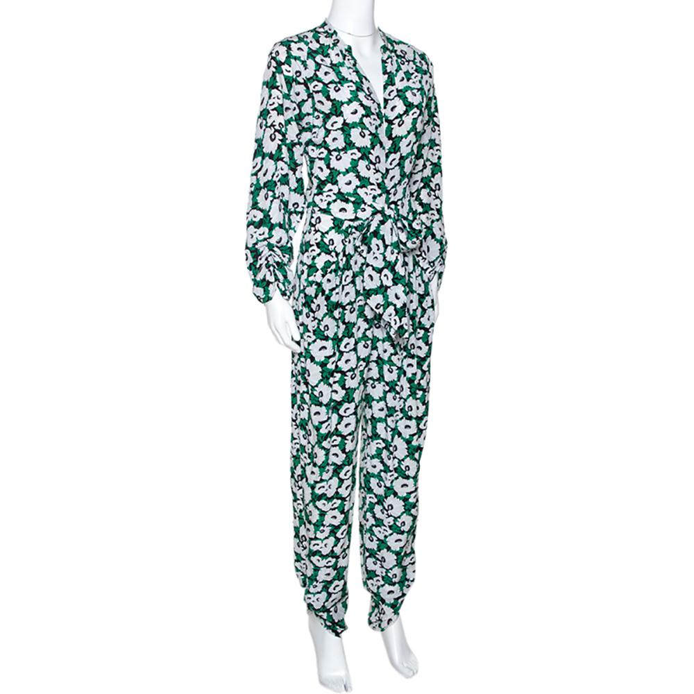 

Stella McCartney Green Floral Print Silk Monia Jumpsuit