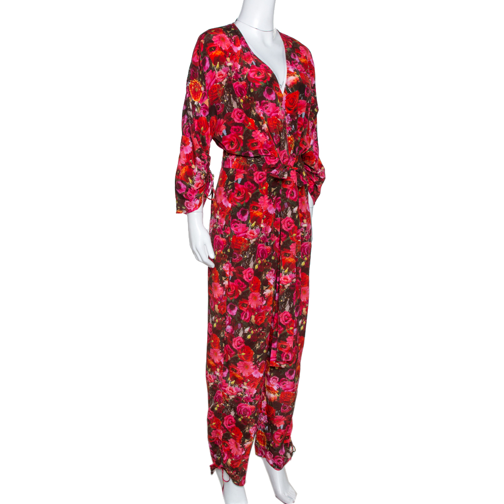 

Stella McCartney Red Floral Print Silk Jumpsuit