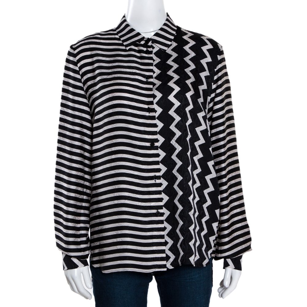 

Stella McCartney Monochrome Silk Multiprint Long Sleeve Shirt, Black