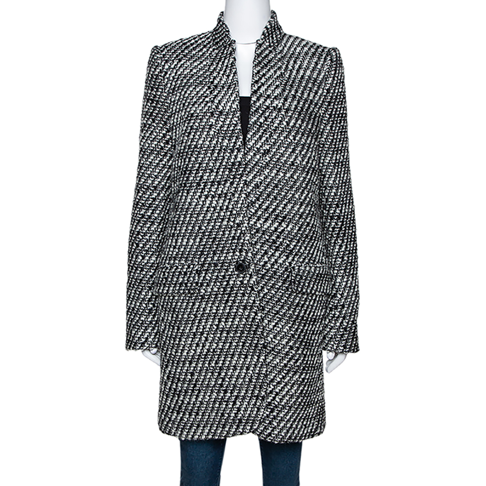 Pre Owned Stella McCartney Monochrome Tweed Bryce Coat M