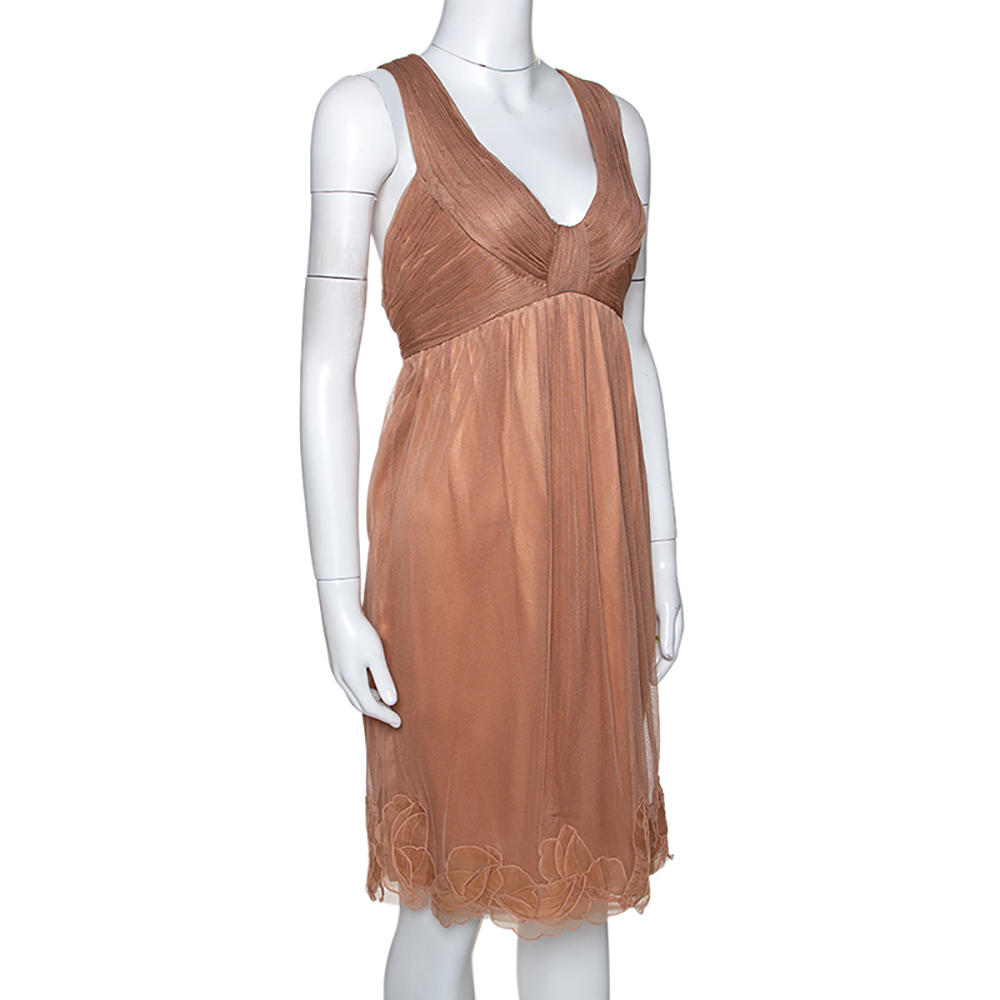 

Stella McCartney Copper Silk Tulle Gathered Halter Neck Dress, Brown