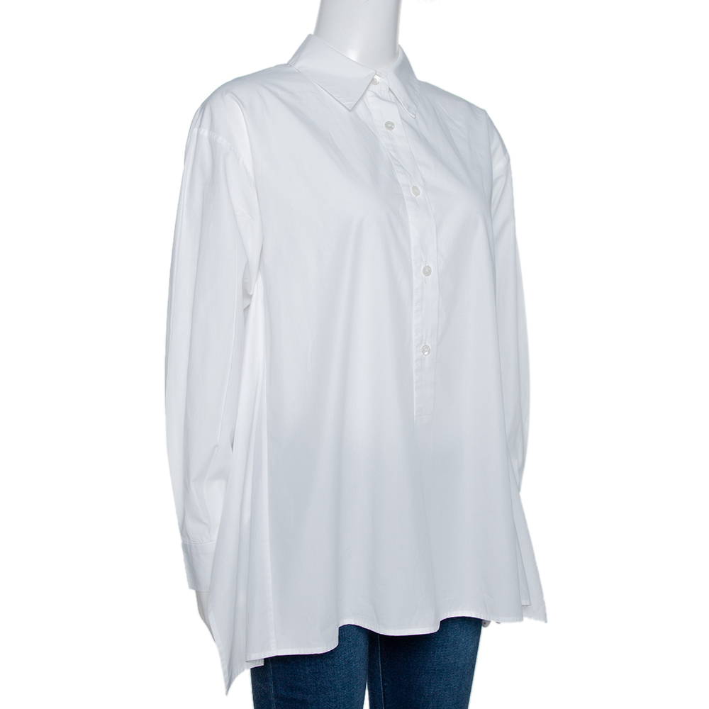 

Stella McCartney White Cotton Ruched Cropped Back Shirt