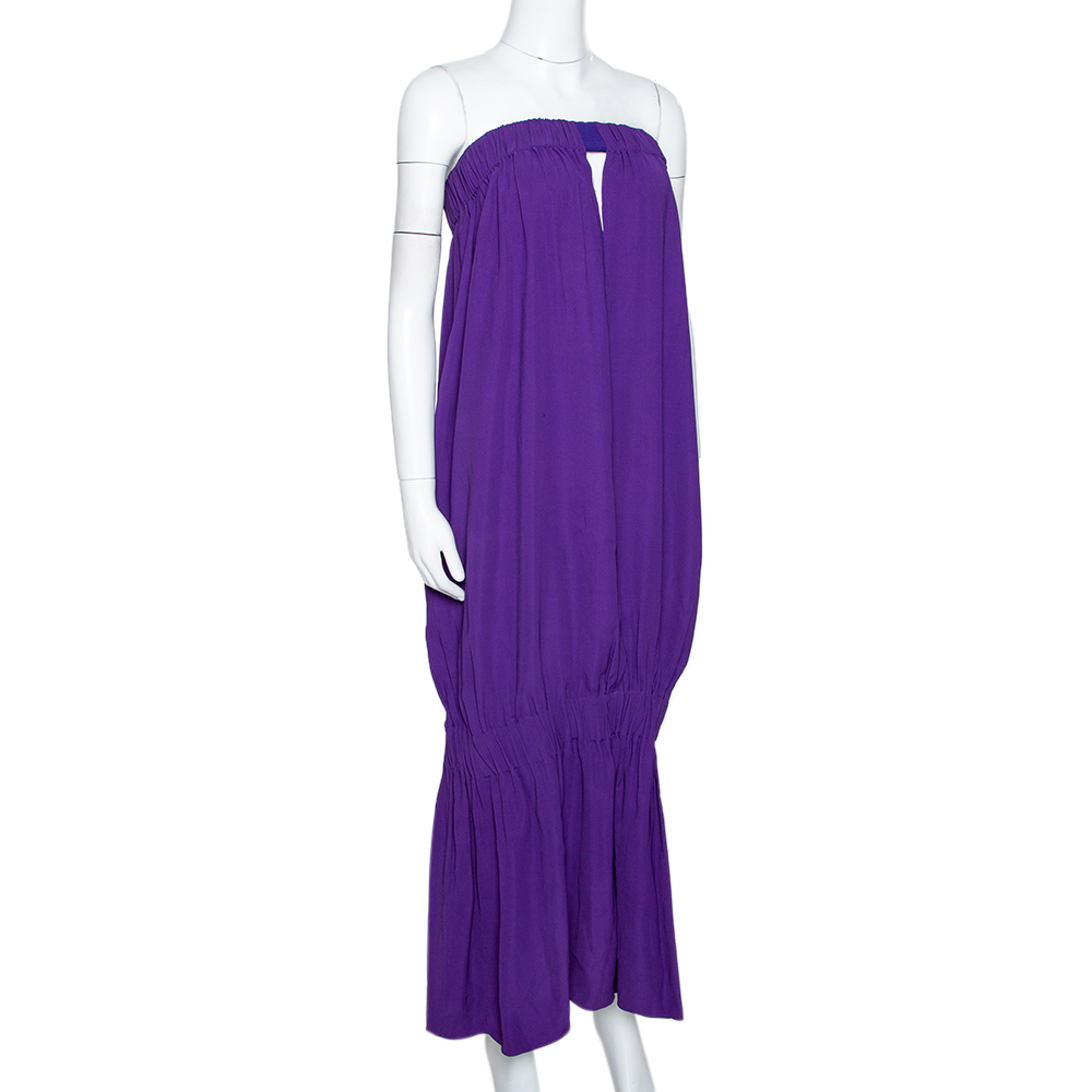 

Stella McCartney Purple Crepe Draped Strapless Dress