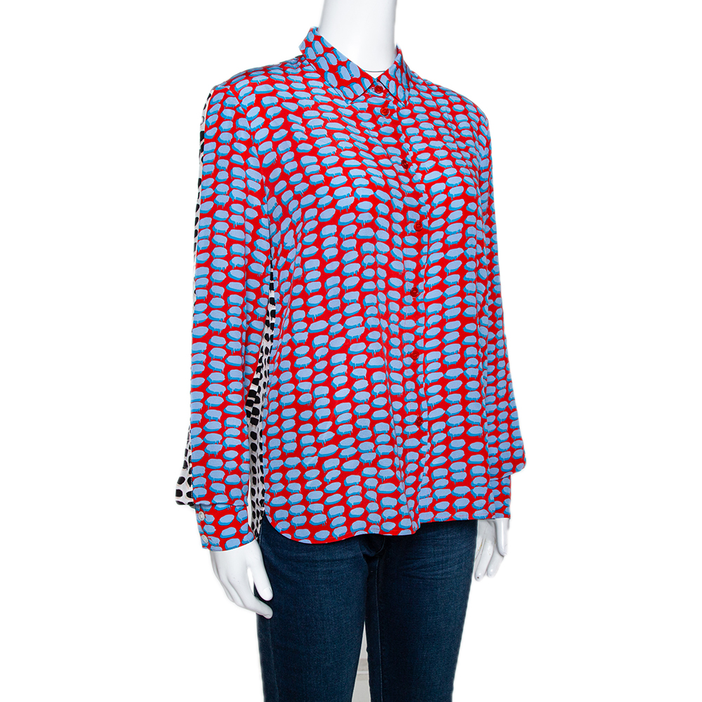 

Stella McCartney Multicolor Contrast Print Silk Shirt