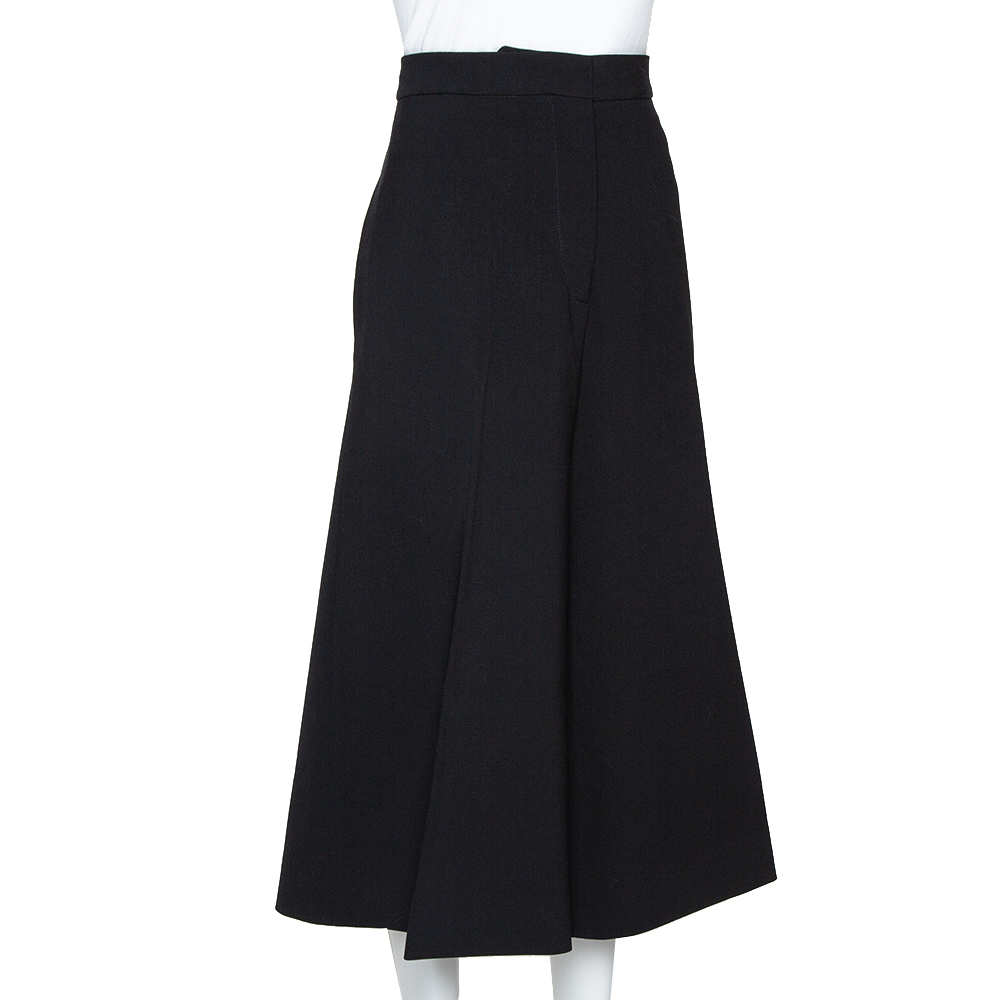 

Stella McCartney Black Stretch Wool Wide Leg Cropped Pants