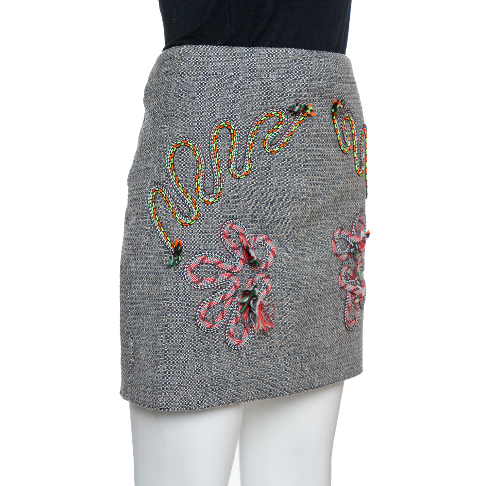 

Stella McCartney Grey Tweed Embroidered Mini Skirt