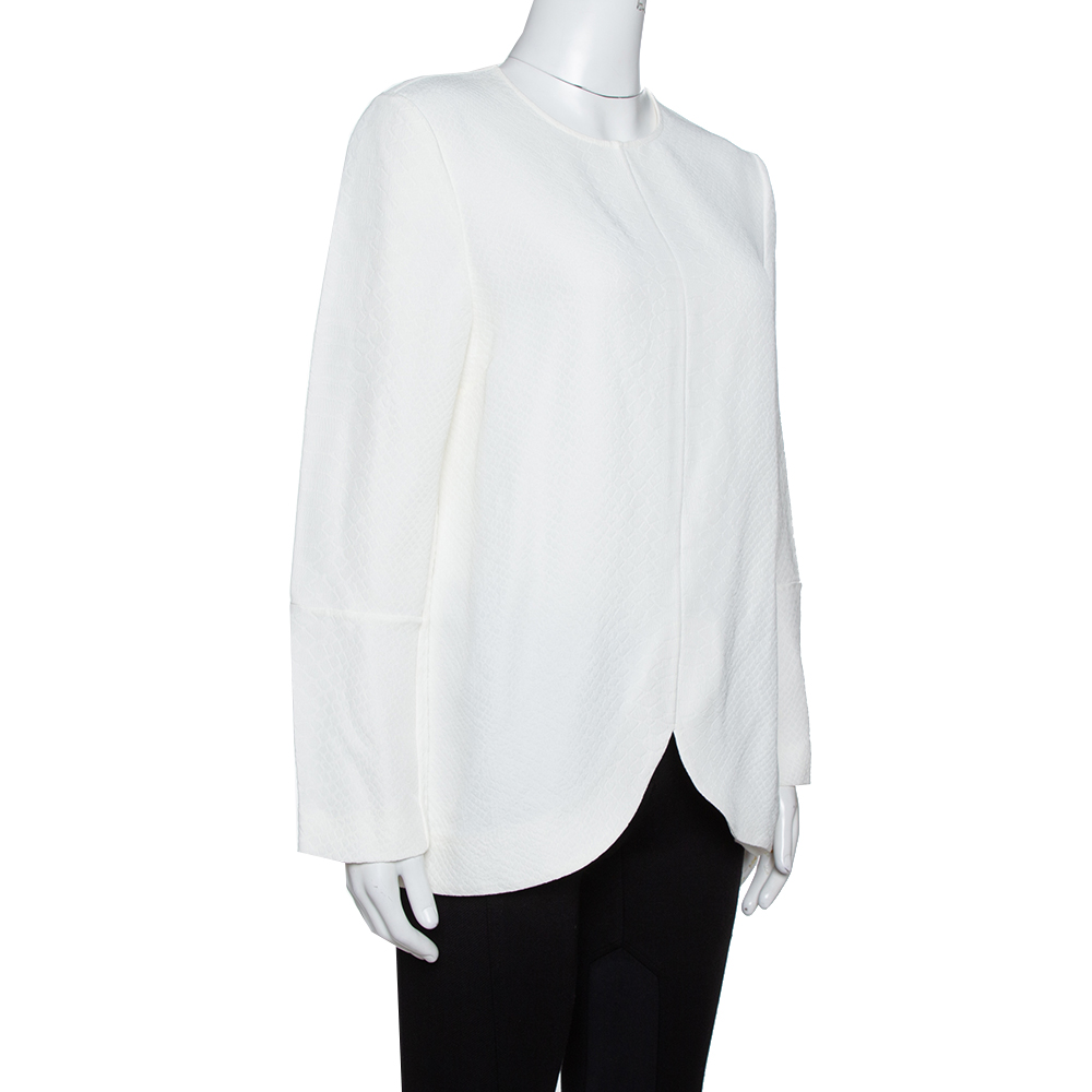 

Stella McCartney Ivory Textured Jacquard Long Sleeve Blouse, White