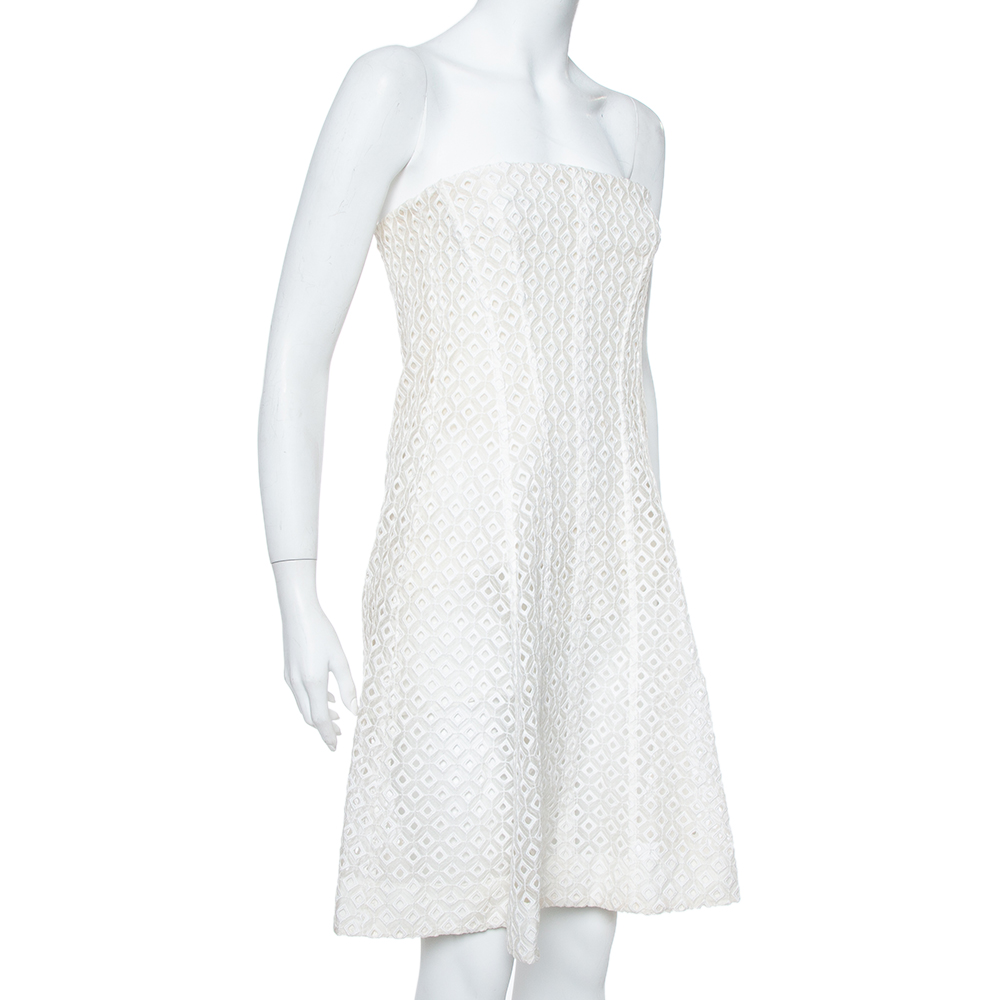 

Stella McCartney White Embroidered Lace Strapless Mini Dress