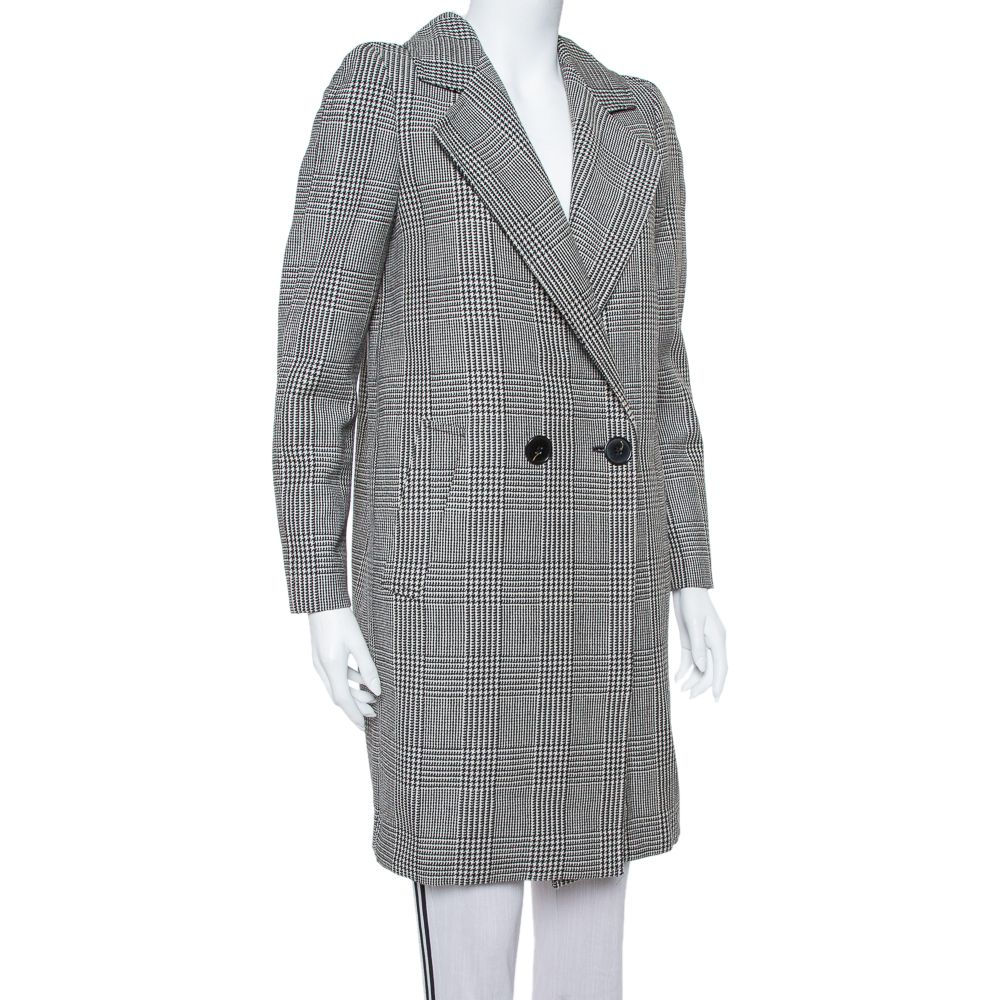 

Stella McCartney Monochrome Wool Hounds Tooth Pattern Coat, Black