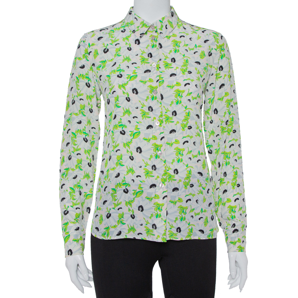 Pre-owned Stella Mccartney Multicolor Floral Printed Silk Long Sleeve Eva Shirt S
