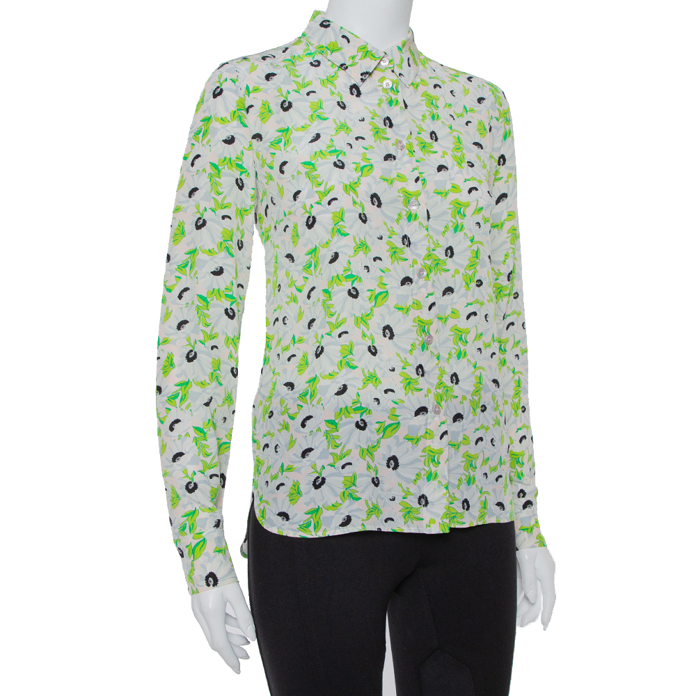 

Stella McCartney Multicolor Floral Printed Silk Long Sleeve Eva Shirt