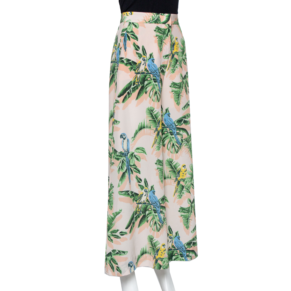 

Stella McCartney Pastel Pink Printed Silk Palazzo Trousers