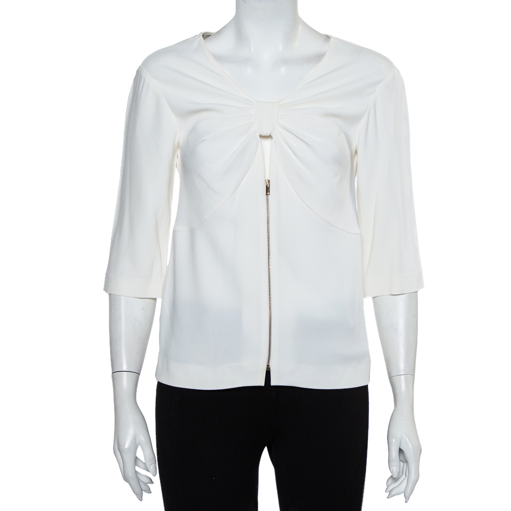 Pre-owned Stella Mccartney White Crepe Simone Cady Top Xs