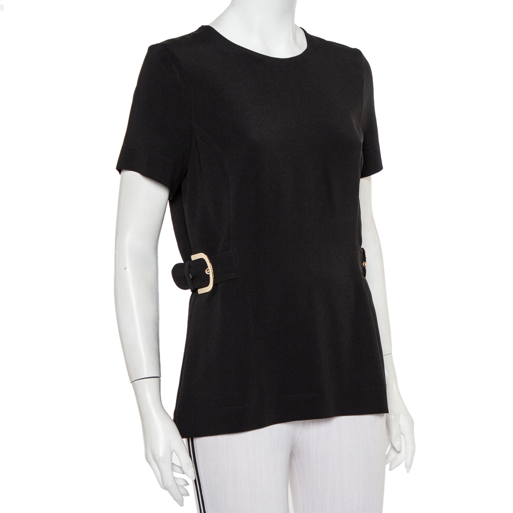 

Stella McCartney Black Crepe Side Buckle Detail Top