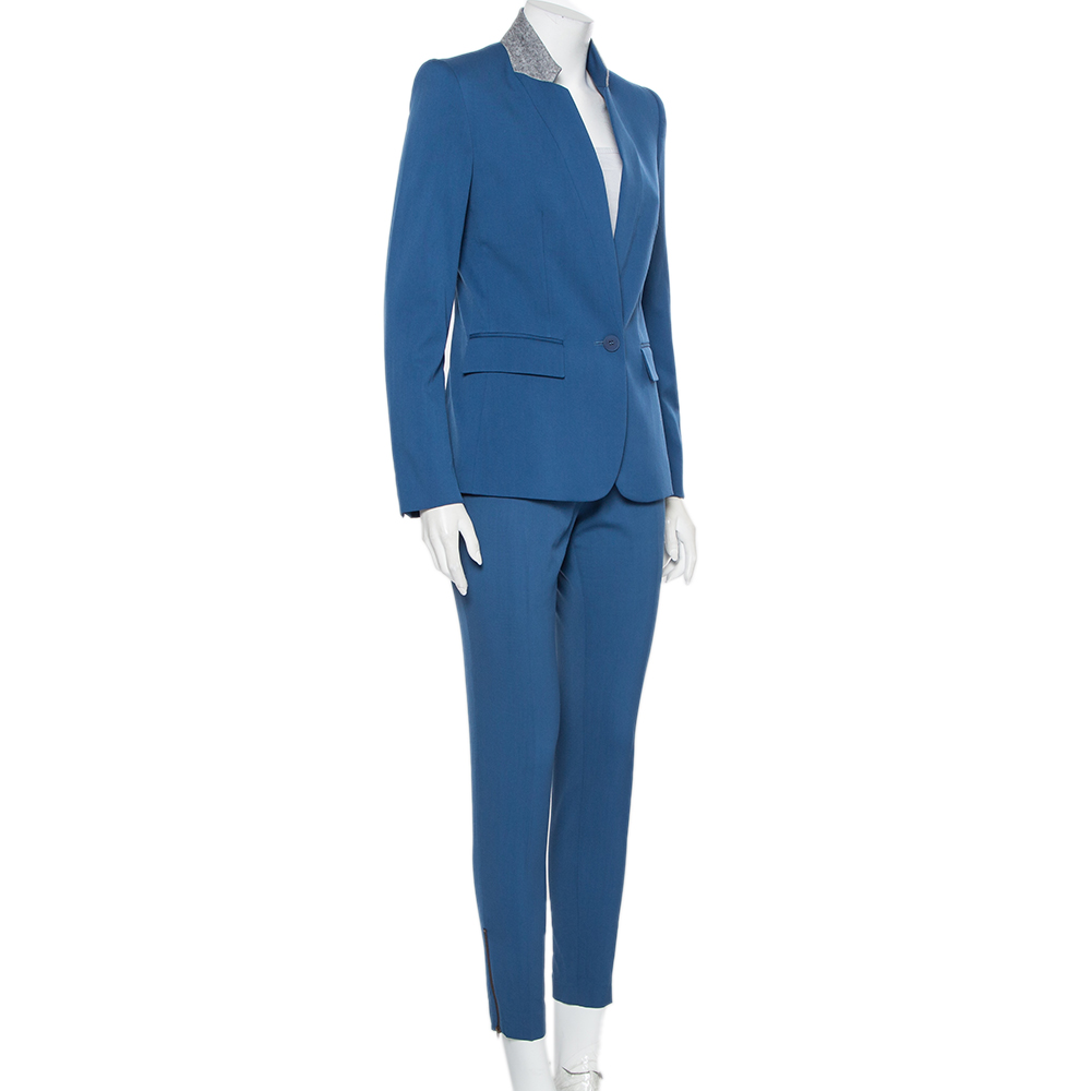 

Stella McCartney Blue Wool Contrast Collar Trim Blazer & Tapered Leg Trousers