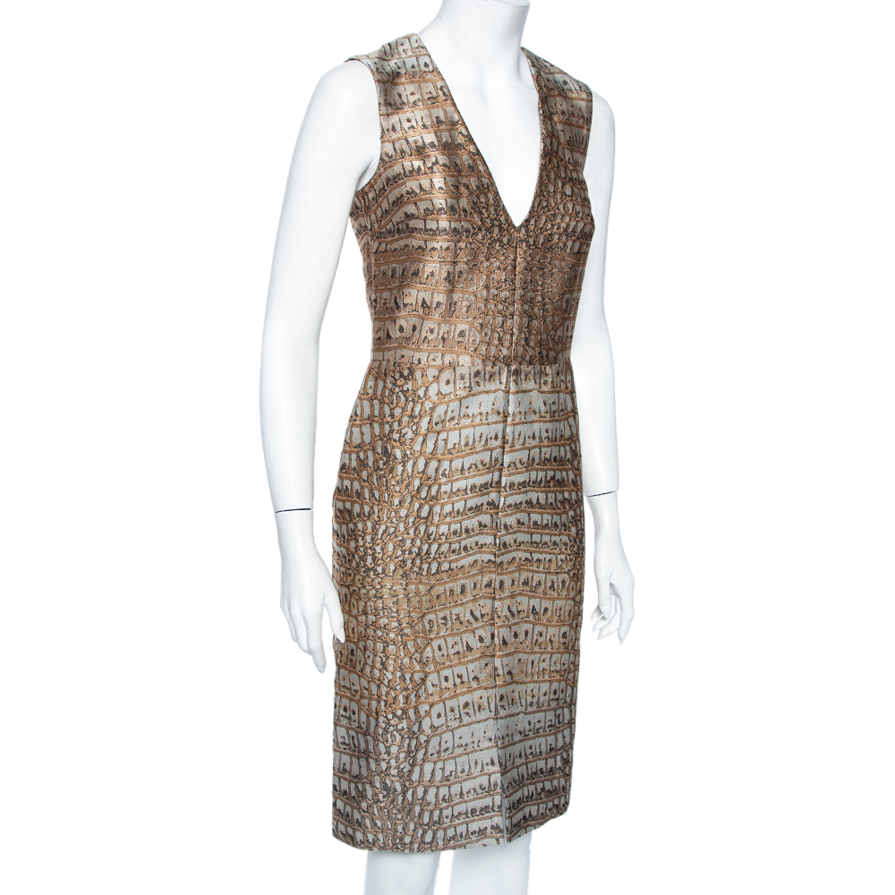 

Stella McCartney Beige Crocodile Effect Jacquard Sleeveless Giona Dress