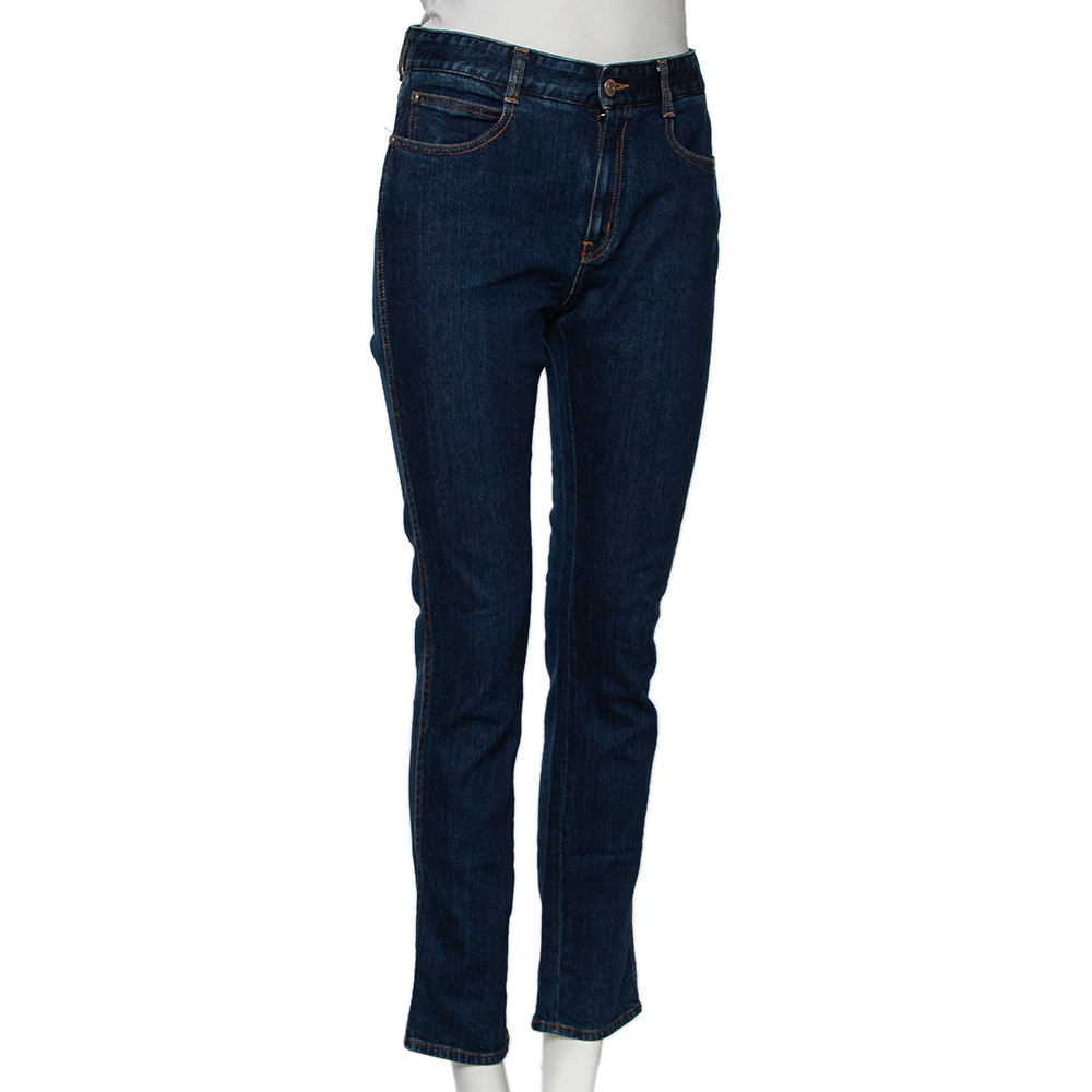 

Stella McCartney Blue Denim Monogram Lining Slim-Fit Jeans