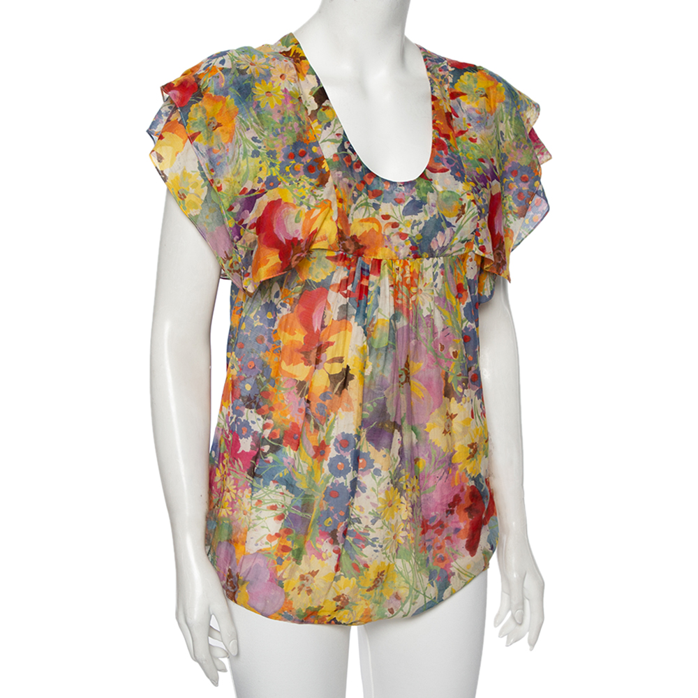 

Stella McCartney Multicolored Floral Printed Cotton Blouse, Multicolor