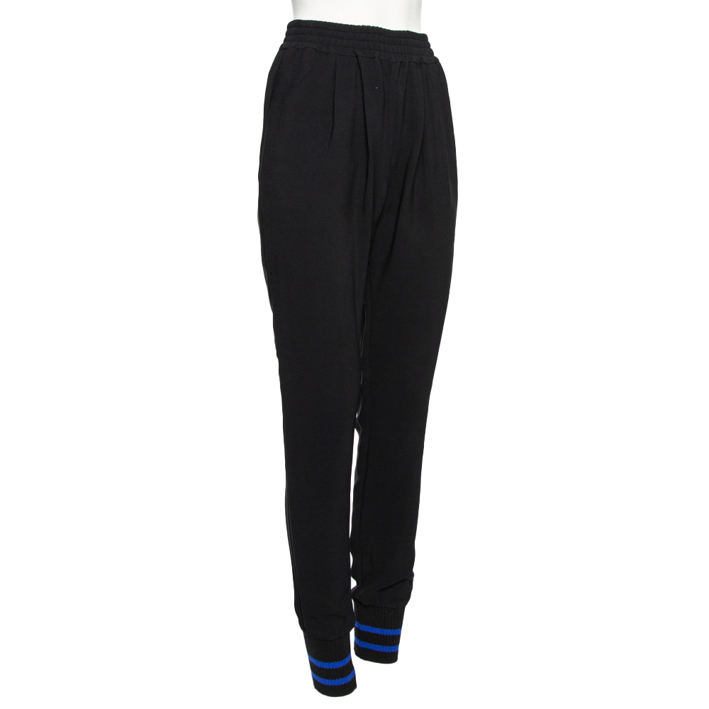 

Stella McCartney Black Crepe & Rib Knit Detailed Joggers