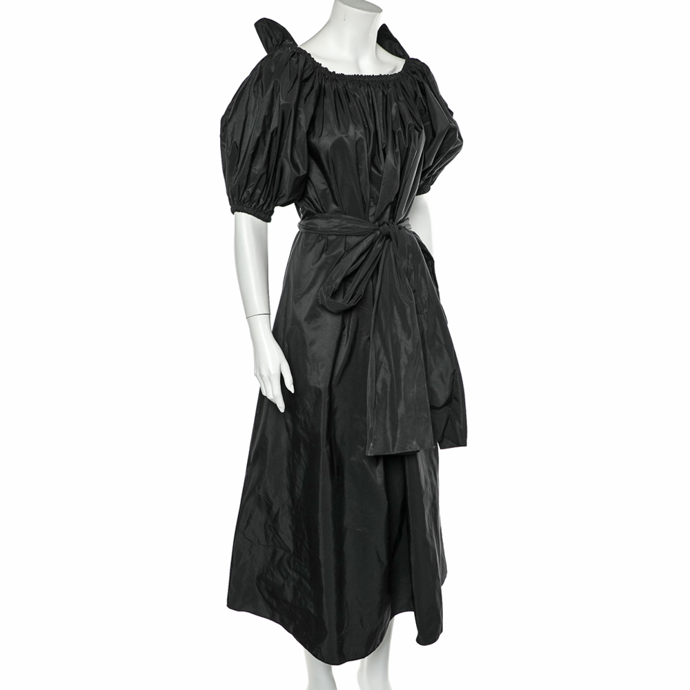 

Stella McCartney Black Synthetic Silk Belted Midi Dress