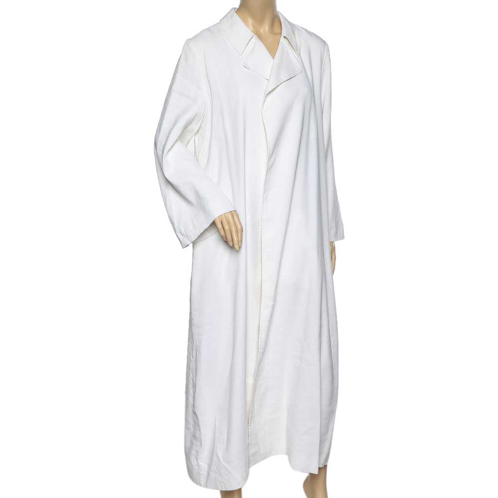 

Stella McCartney Off White Linen Twill Long Overcoat