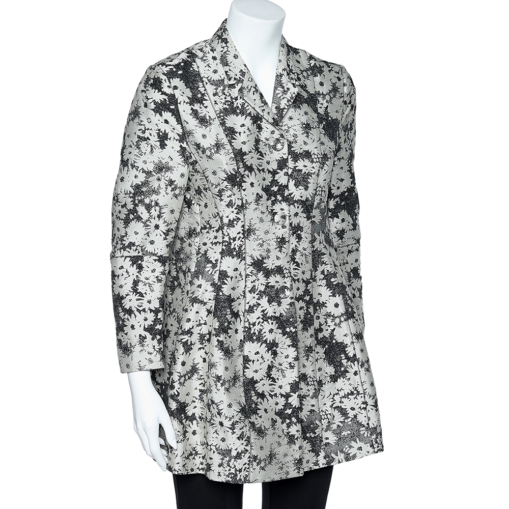 

Stella McCartney Monochrome Floral Jacquard Button Front Jacket, Black