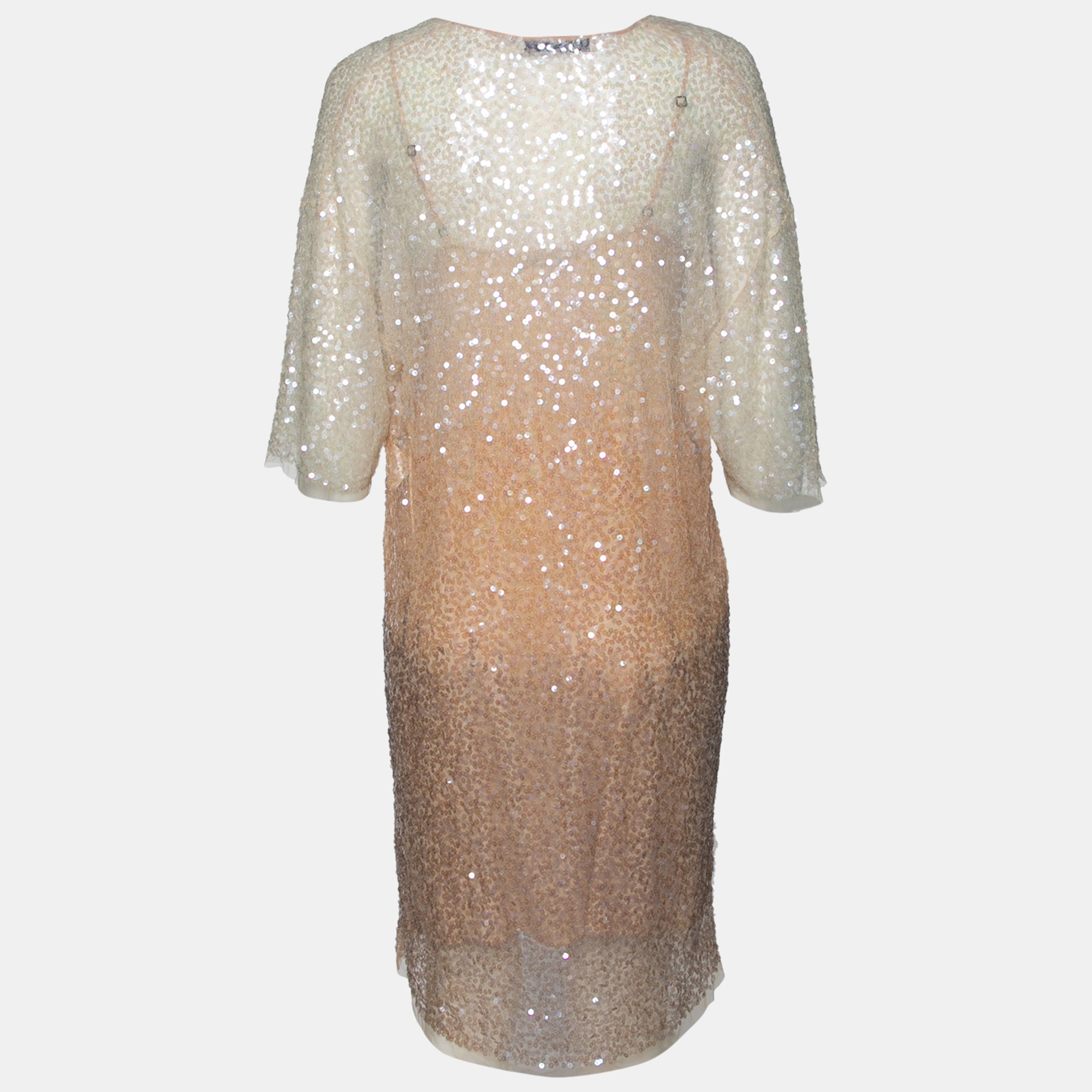 

Stella McCartney Beige Ombre Sequin Embellished Tulle Short Dress