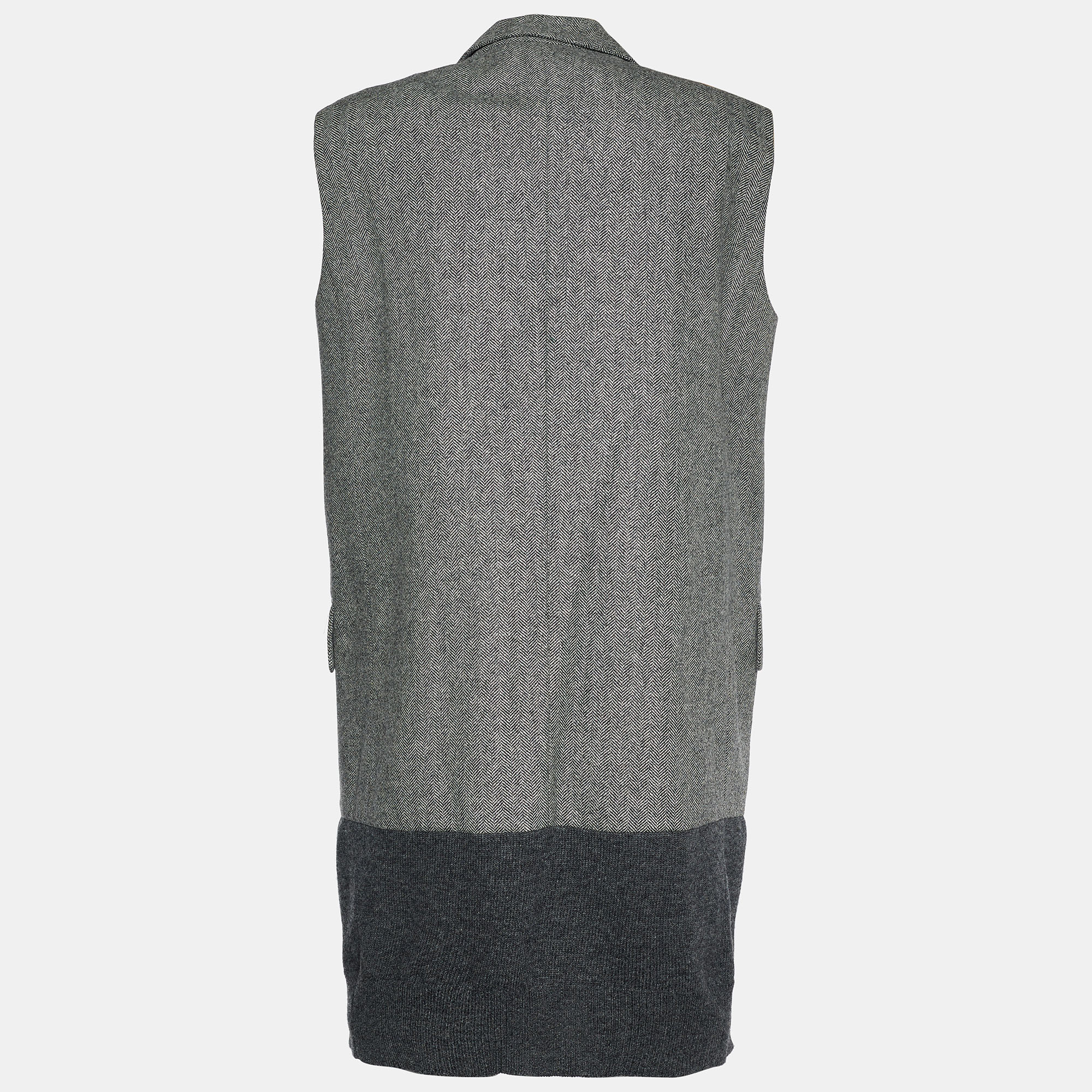 

Stella McCartney Grey Patterned Wool Button Front Sleeveless Jacket