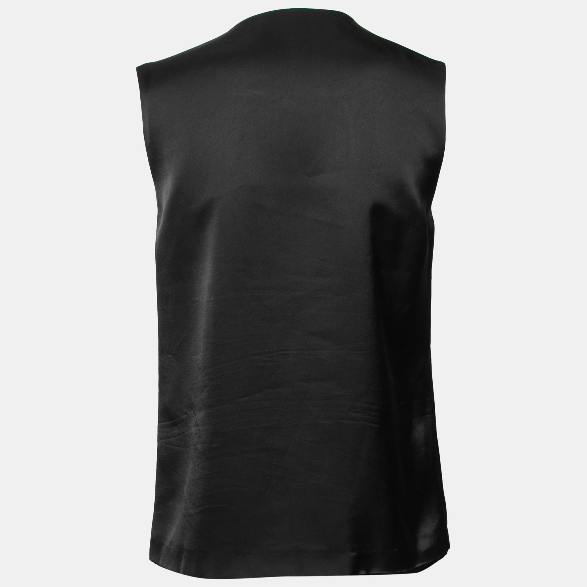 

Stella McCartney Black Silk Ruffle Front Sleeveless Top