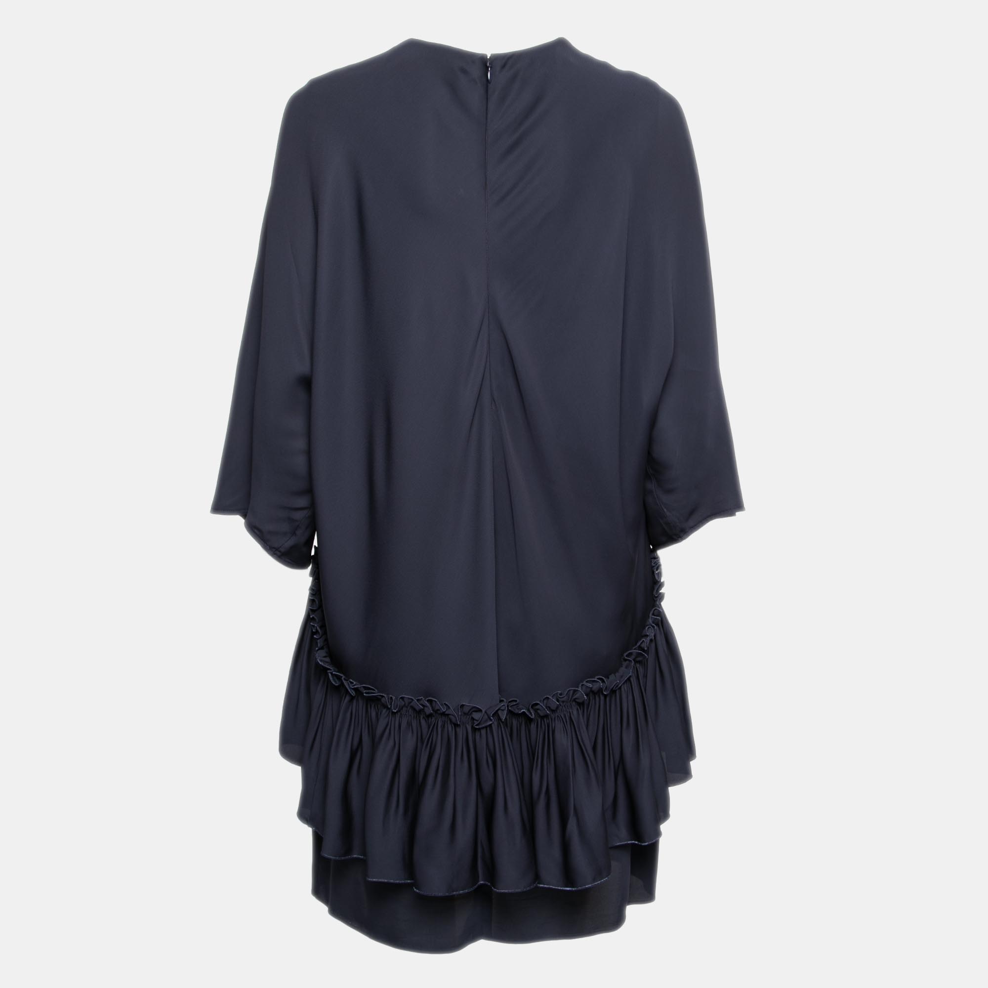 

Stella McCartney Navy Blue Crepe Tiered Dress