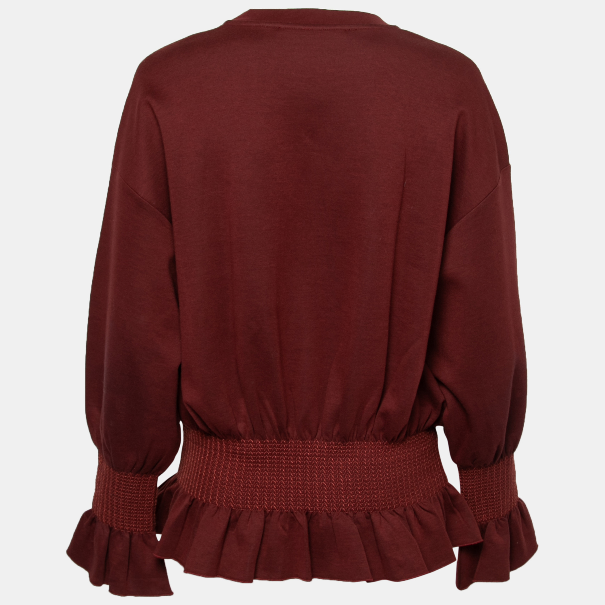 

Stella McCartney Burgundy Cotton Knit Smocked Detail Sweatshirt