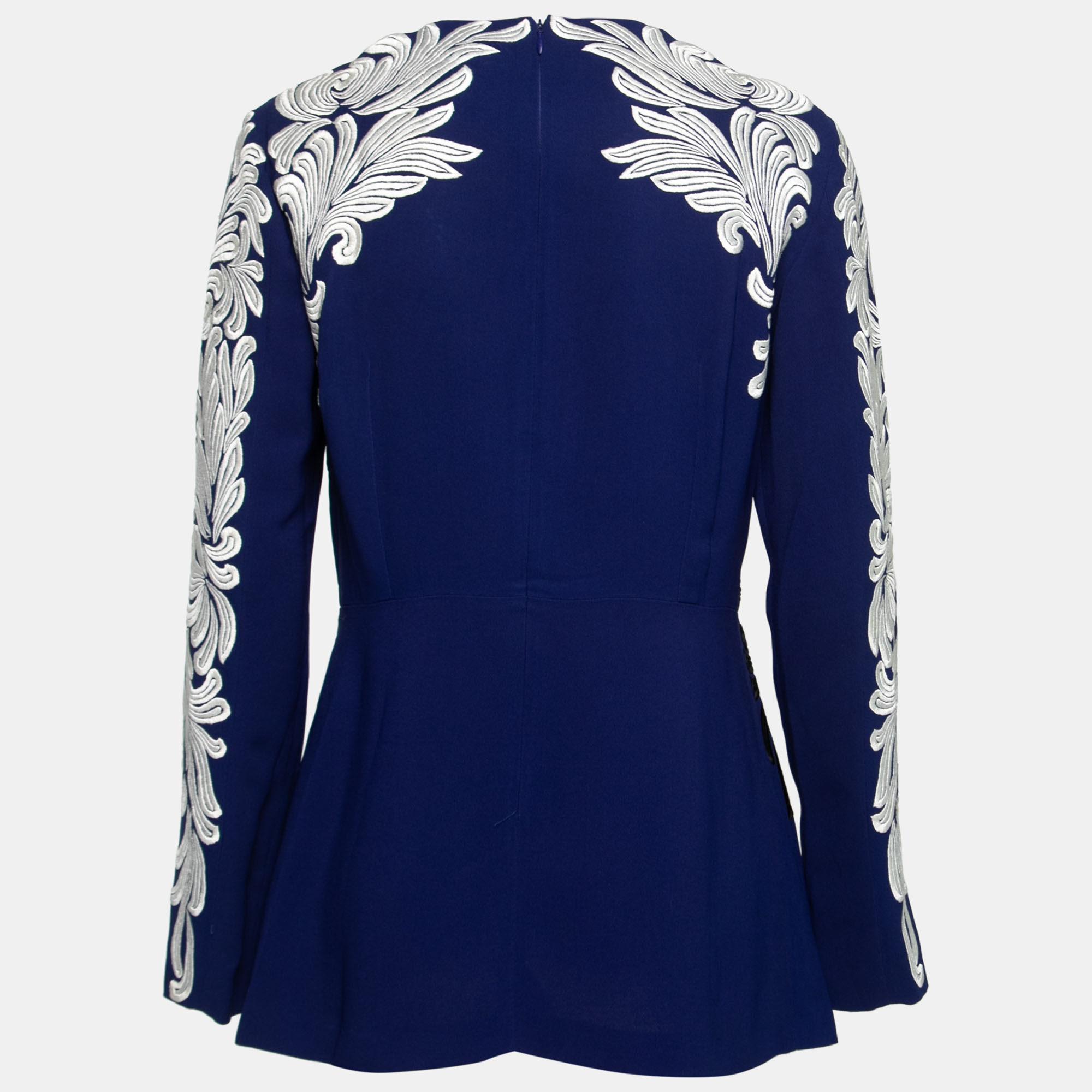 

Stella McCartney Blue Embroidered Crepe Long Sleeve Top