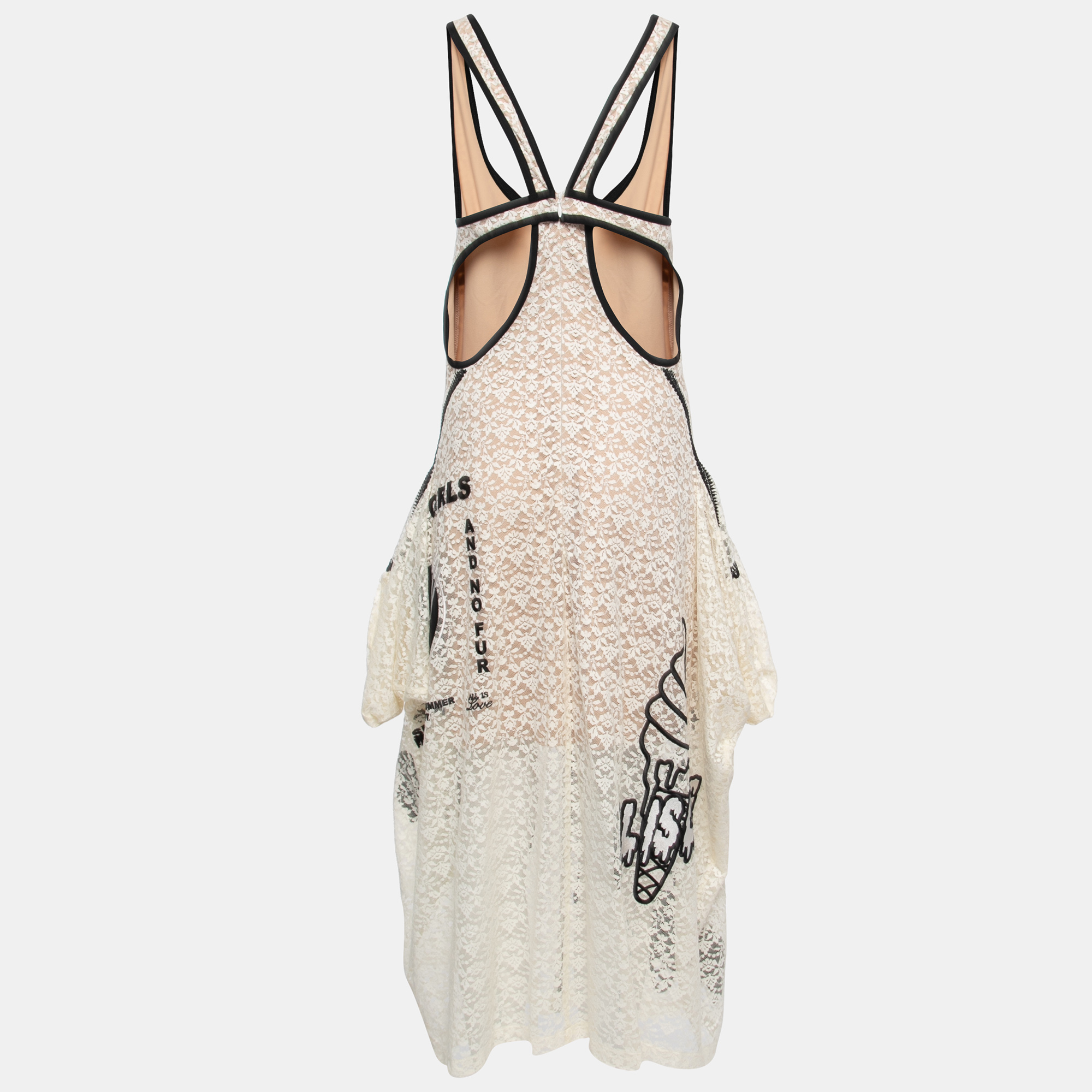 

Stella McCartney White Lace Embroidery Detail Sleeveless Midi Dress