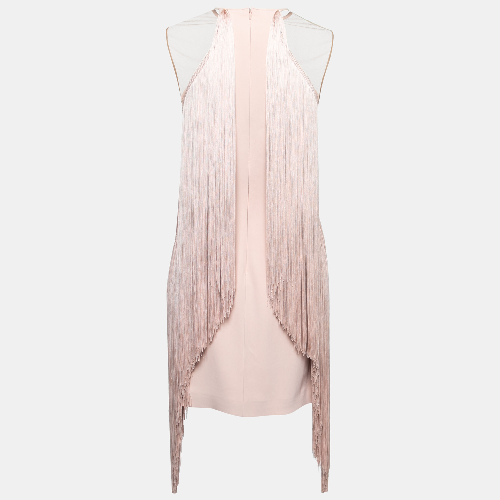 

Stella McCartney Pink Ombre Fringe Trimmed Crepe Short Dress