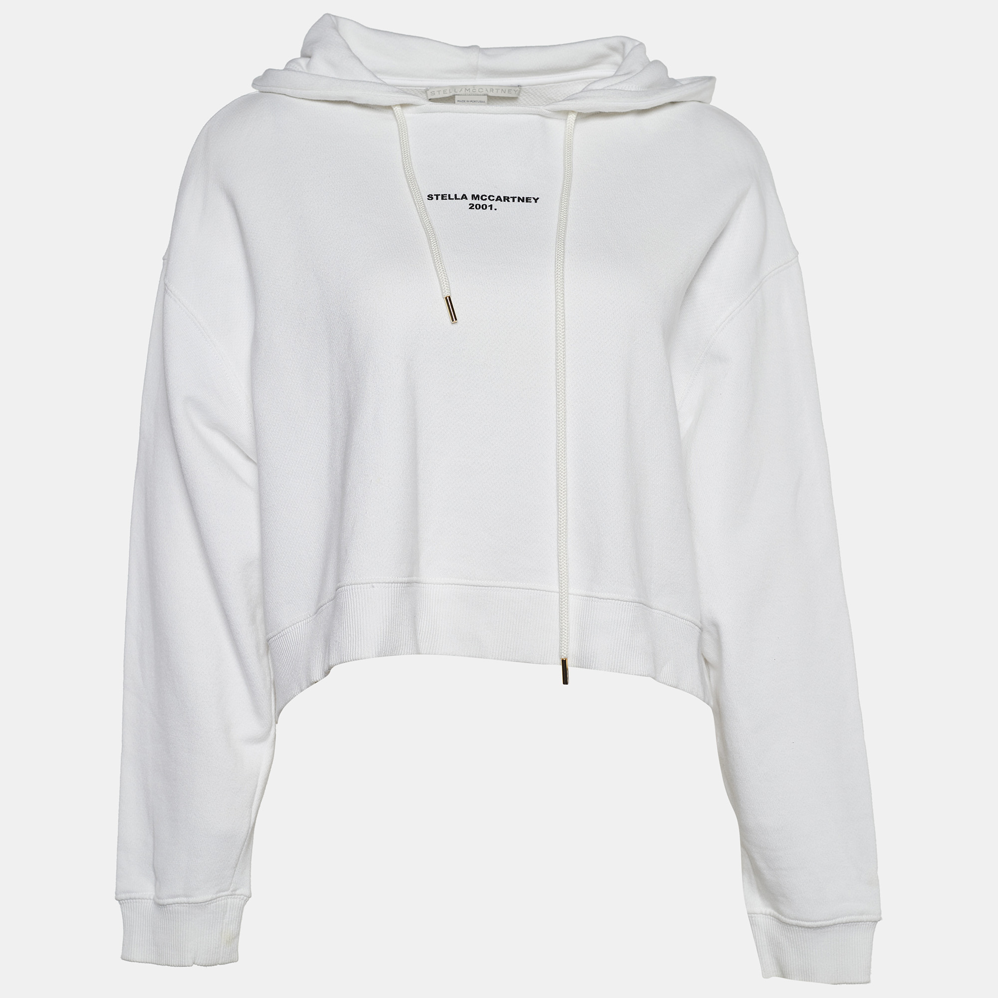 Pre-owned Stella Mccartney White Jersey Cropped Hoodie Xs