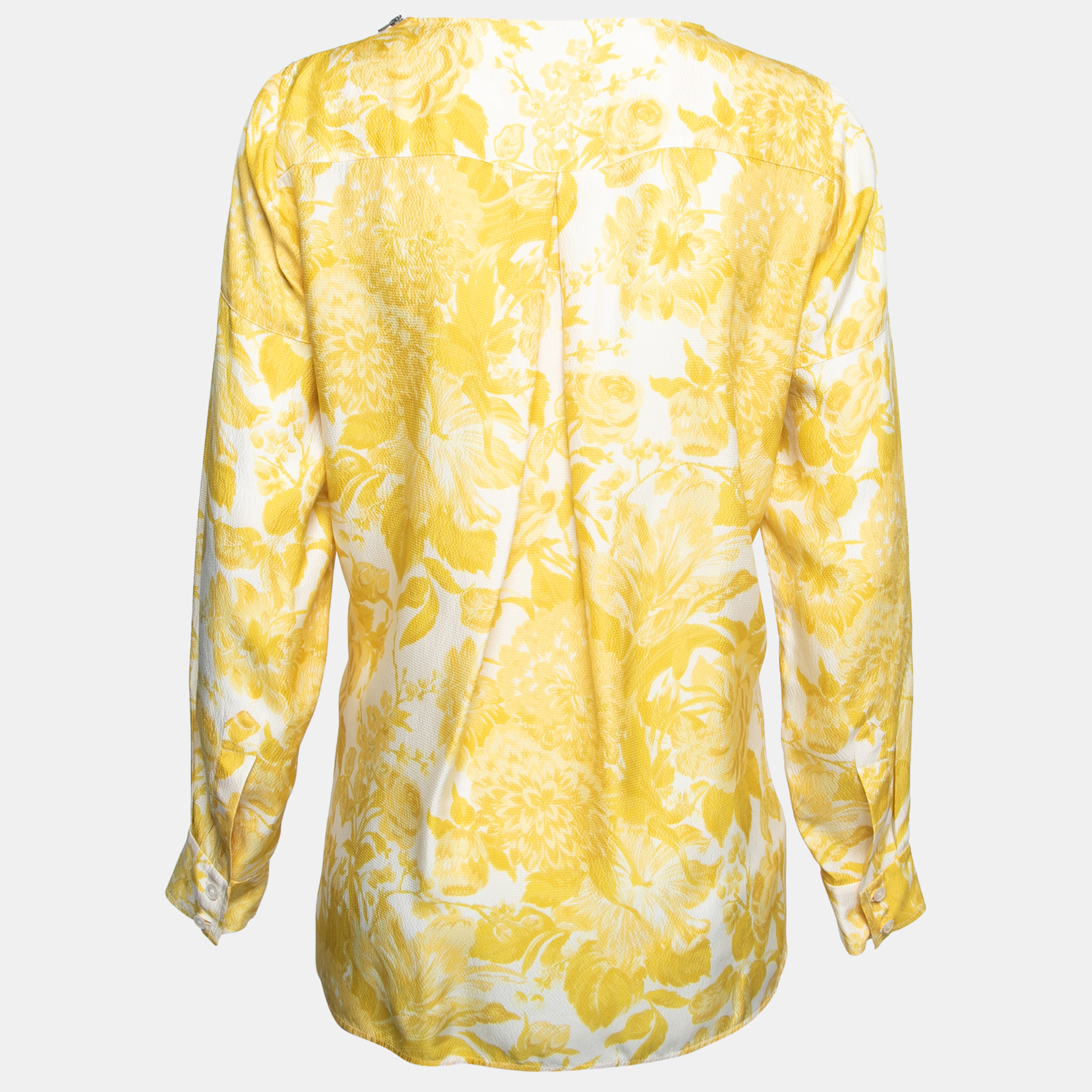 

Stella McCartney Yellow Floral Printed Silk Long Sleeve Blouse