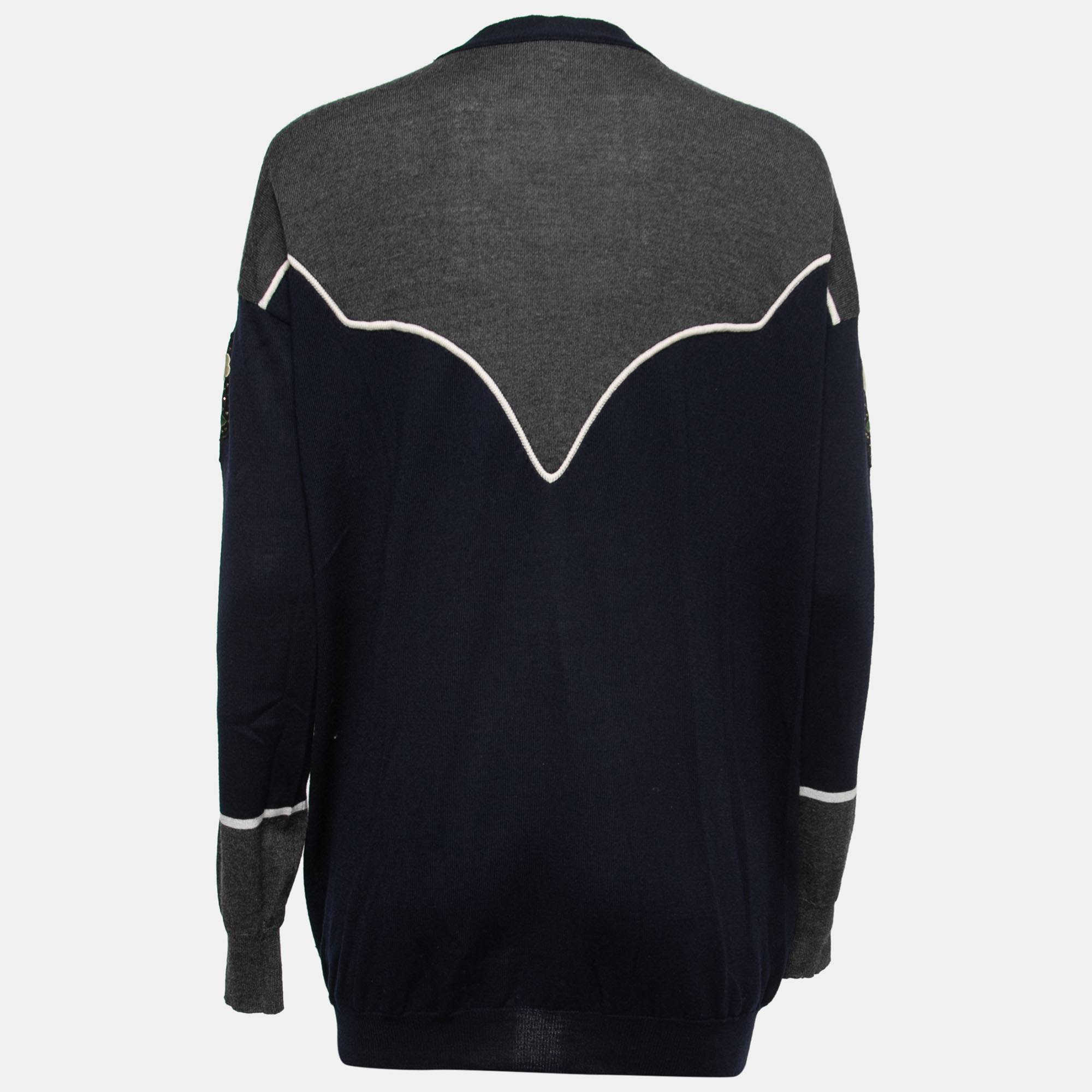 

Stella McCartney Navy Blue Wool Embroidered Cardigan