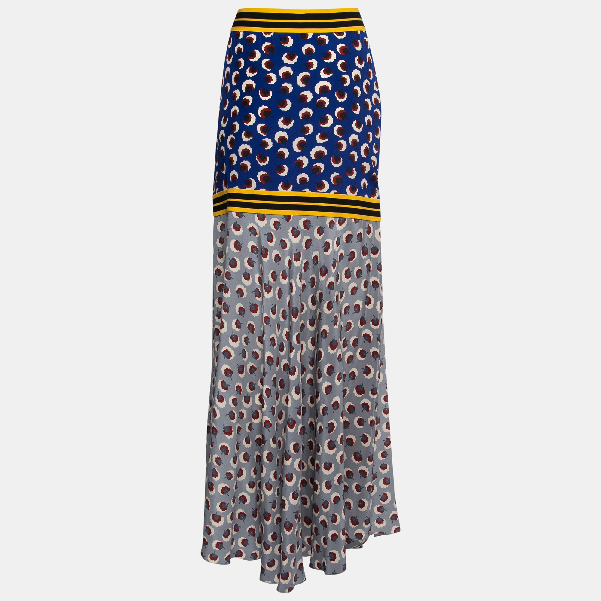 

Stella McCartney Blue Floral Printed Contrast Tone Maxi Skirt