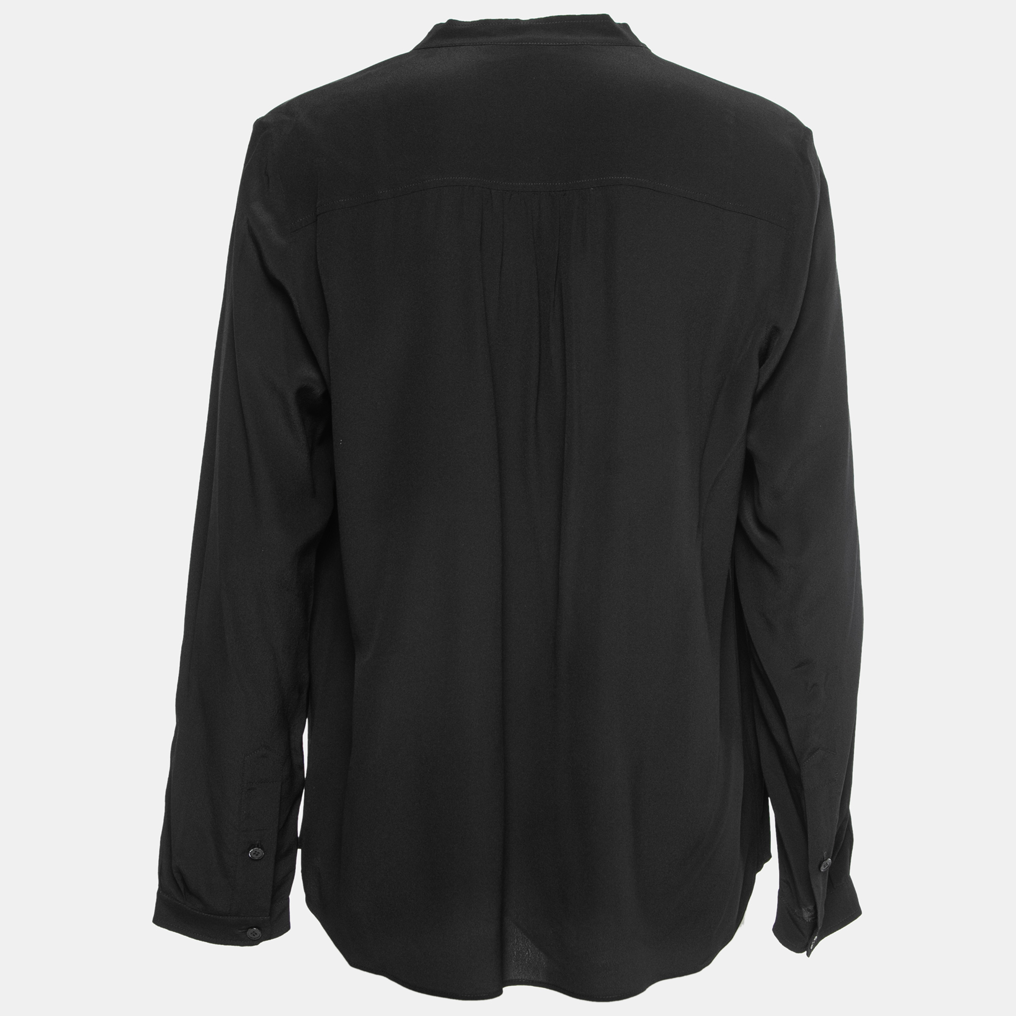 

Stella McCartney Black Silk Crepe Pocket Detail Button Front Shirt