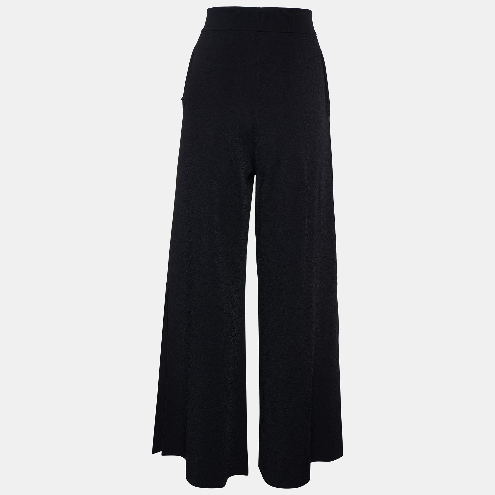 

Stella McCartney Black Knit Side Slit Detail Flared Leg Trousers