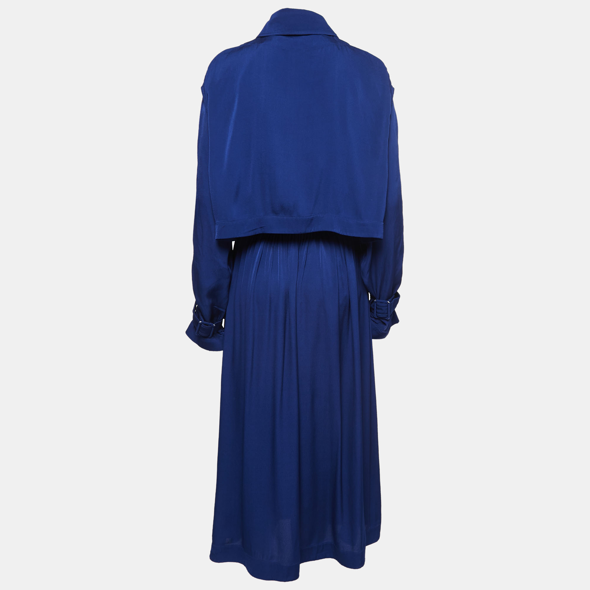 

Stella McCartney Blue Crepe de Chine Elasticated Waist Trench Coat