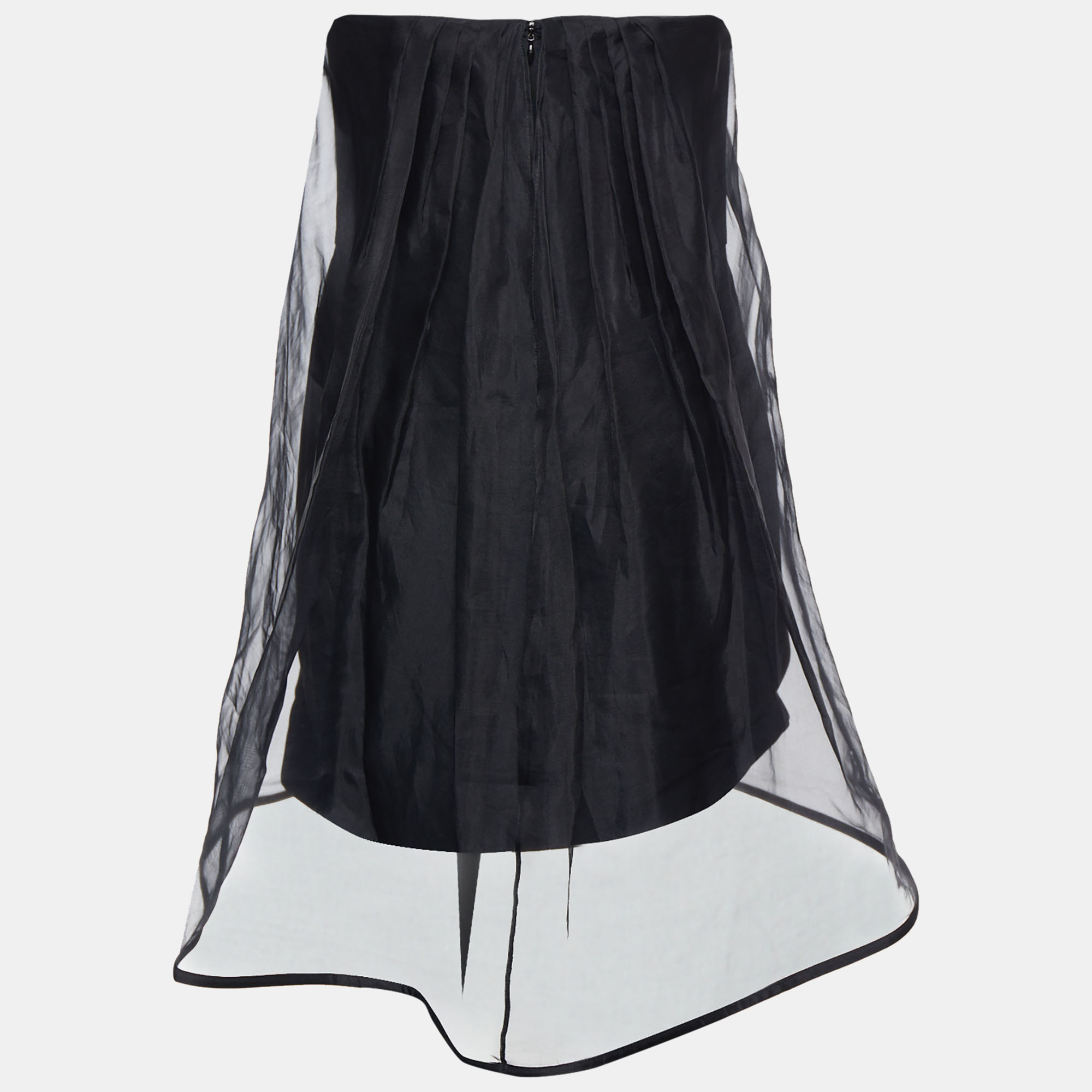 

Stella McCartney Black Cotton & Silk Overlay Strapless Mini Dress