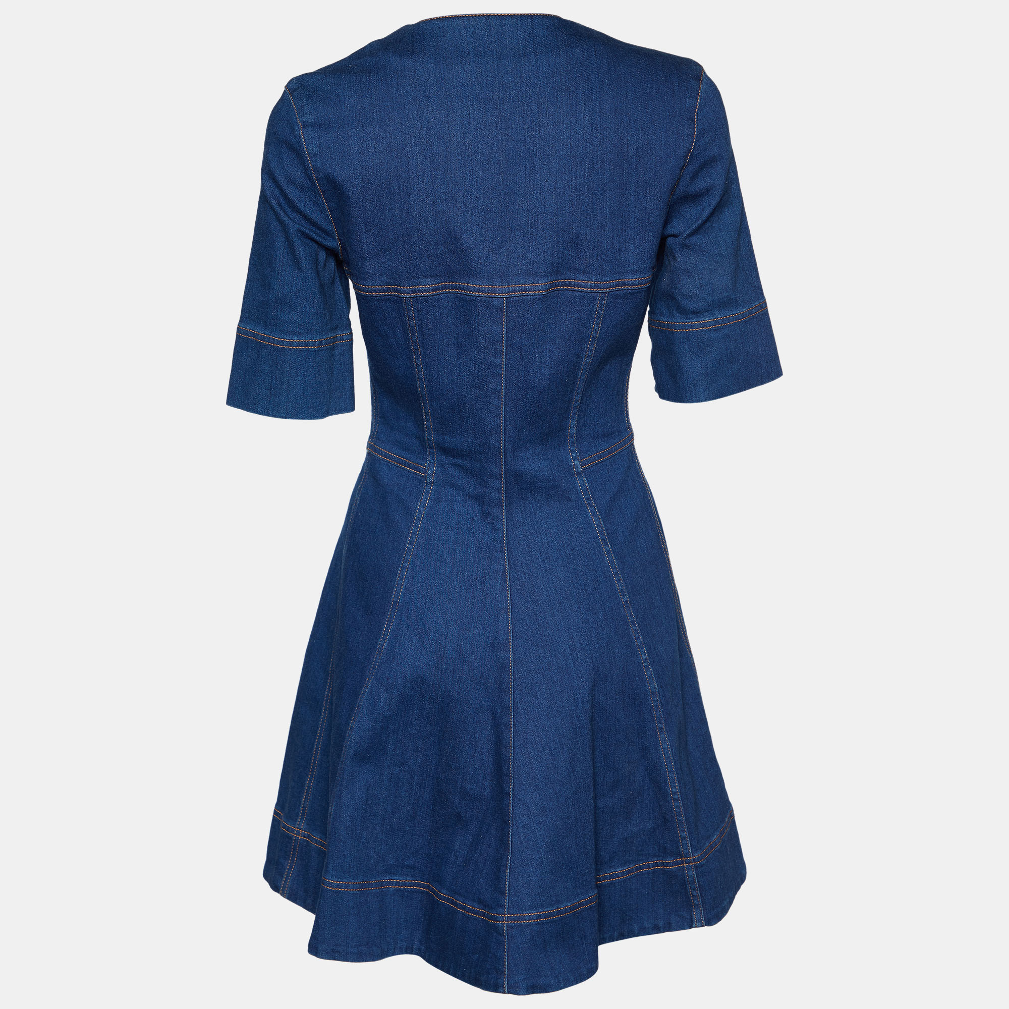 

Stella McCartney Navy Blue Denim Zip Front Mini Dress