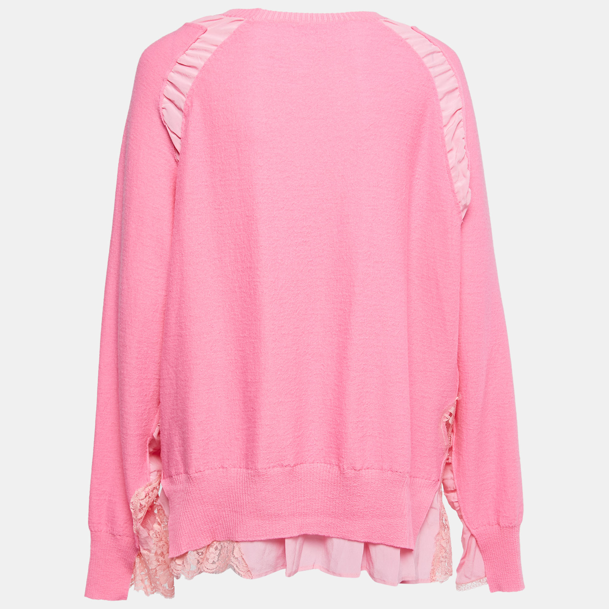 

Stella McCartney Pink Wool Knit Lace & Silk Trimmed Sweater