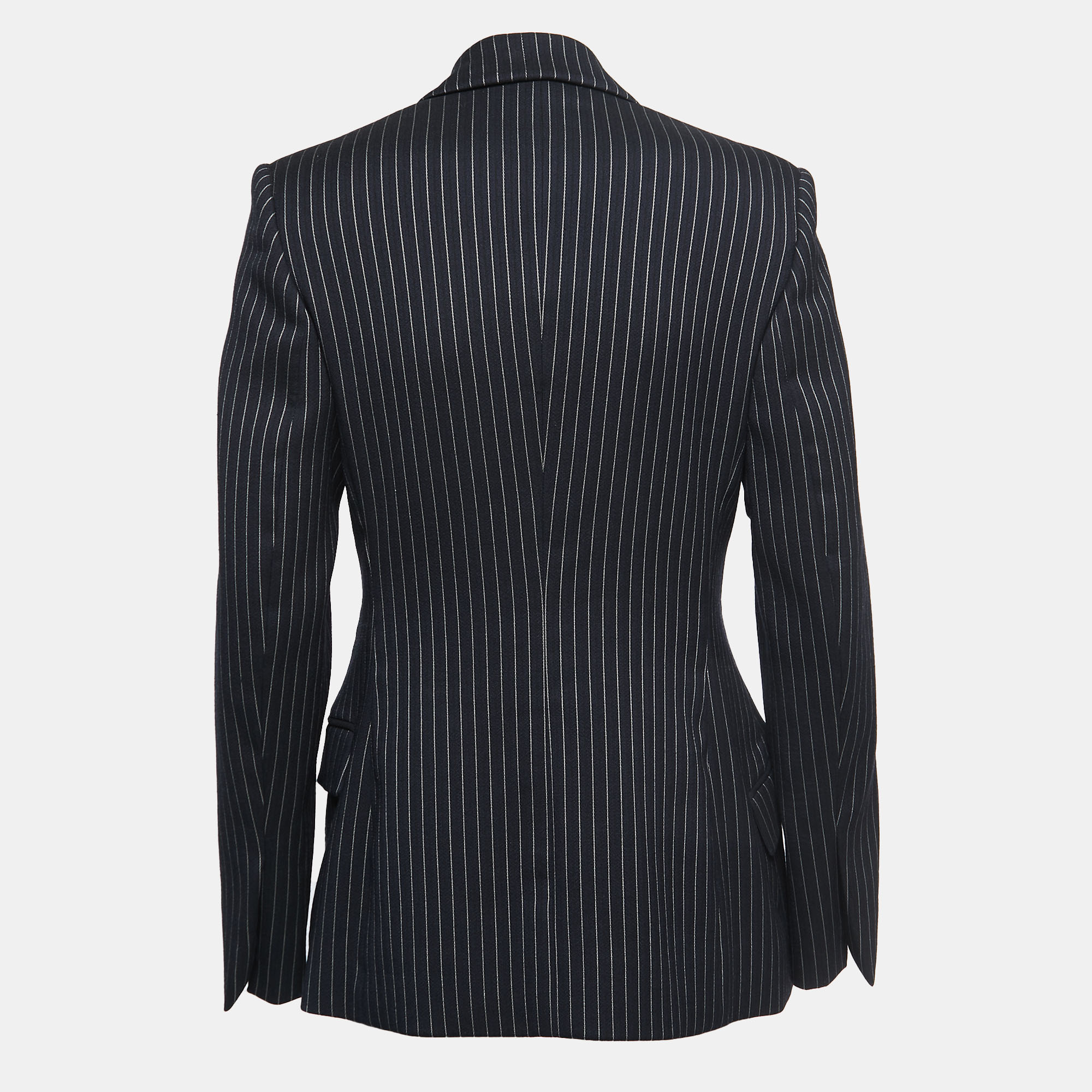 

Stella McCartney Navy Blue/Black Striped Wool Double Breasted Blazer